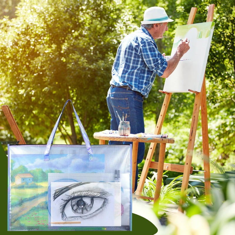 BUSOHA Art Portfolio Bag with Handle and Zipper - 2 PACK 19"X 25" Clear Waterproof Poster Storage Bag for Artworks, Drawing Pads Supplies, Charts and Teaching Material Multipurpose - Image 3